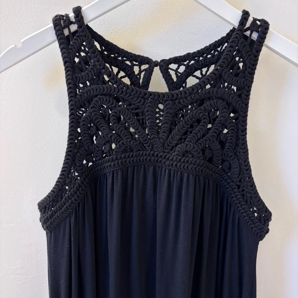 LOFT Black Dress with Knit Crochet Bodice, Sz S.